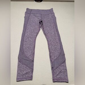 Purple High-Rise Leggings with Mesh Panels